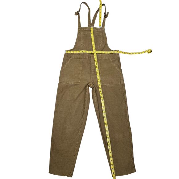 Aerie Werk and Play Corduroy Overalls Bib Cord Overalls Size M Raw Fray Hem - Picture 11 of 13